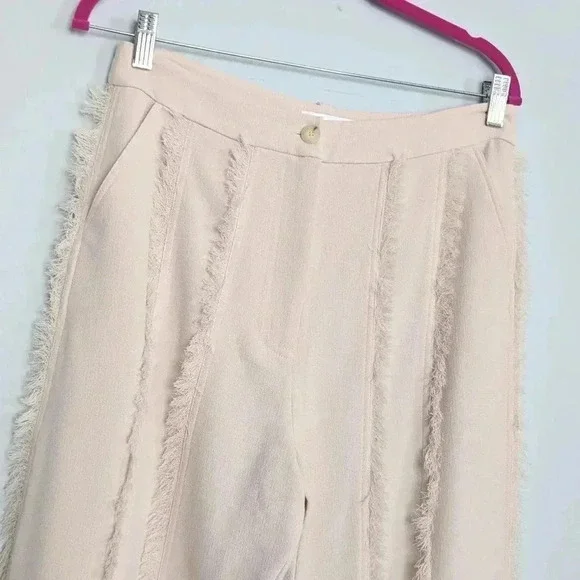 JONATHAN SIMKHAI Emory Frayed Crepe Wide-Leg Trousers - Picture 3 of 8